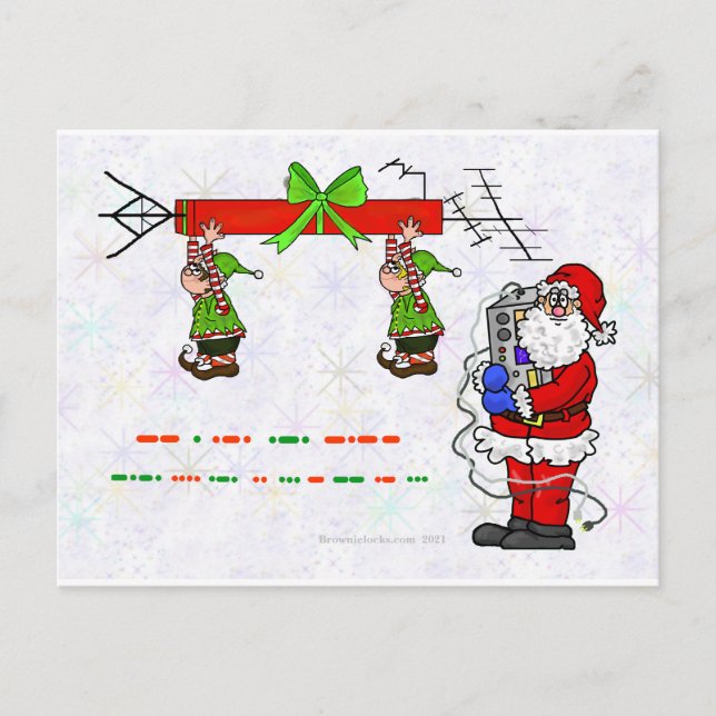 Ham Radio Santa y Elves Navidades Tarjeta de Publi (Anverso)