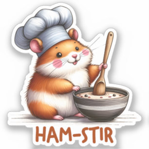 Ham-stir Funny Kawaii Hamster Pun Pegatina