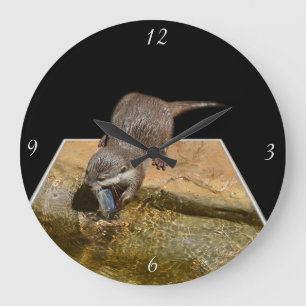 Hambre de Otter Comer Pescado, Gran Reloj De Muro