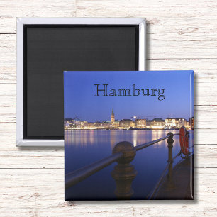 Hamburgo Binnenalster hora azul imán