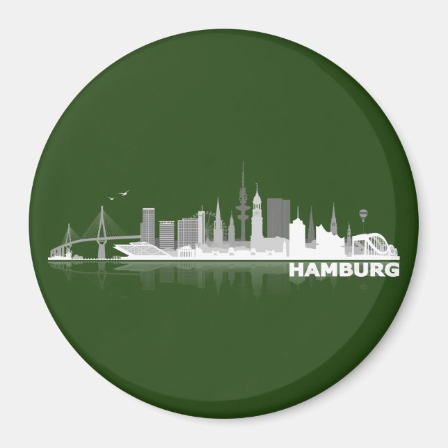/Hamburgo City horizonte imán kühlschrankmagnet (Frente)