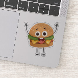 Hamburguesa Divertida Riéndose Pegatina de Vinilo