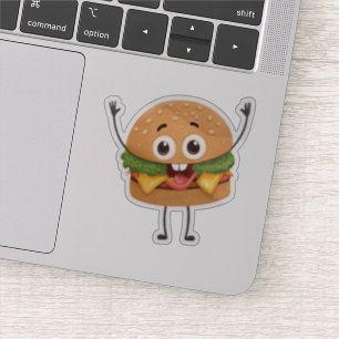 Hamburguesa Divertida Riéndose Pegatina de Vinilo