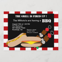 Hamburguesa y perrito caliente con la invitación