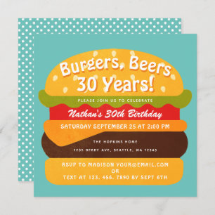 Hamburguesas, Cervezas Invitación al cumpleaños