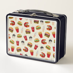 Hamburguesas de comida rápida, fritas, domingos