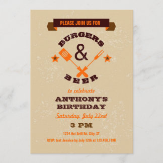 Hamburguesas e invitación del cumpleaños de la