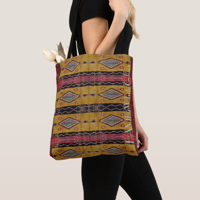 HAMbWG - Bolsa Tote - Amarillo Bohemio, Negro (Detalle)
