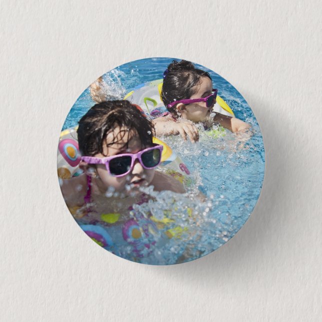 HAMbWG - Botón cuadrado - 2 pequeños chicas en el  (Anverso)