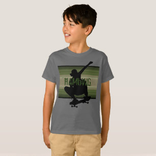HAMbWG - Camiseta de T - SkateBoarder de Olivo