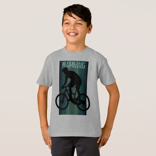 HAMbWG - Camiseta para niños - ciclista Verde azul (Anverso completo)