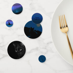 HAMbWG - Confetti de mesa - Gato de Halloween azul