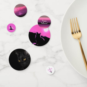 HAMbWG - Confetti de mesa - Gato de Halloween rosa