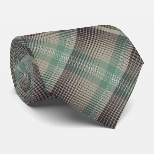 HAMbWG - Corbata - Hueso con Cuadros Diag. Negro y (Enrollado)