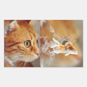 HAMbWG - Pegatinas Rectangle - Gato con pescado