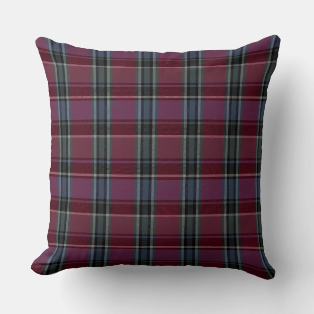HAMbyWG - Almohada decorativa - Cuadros burdeos y  (Anverso)
