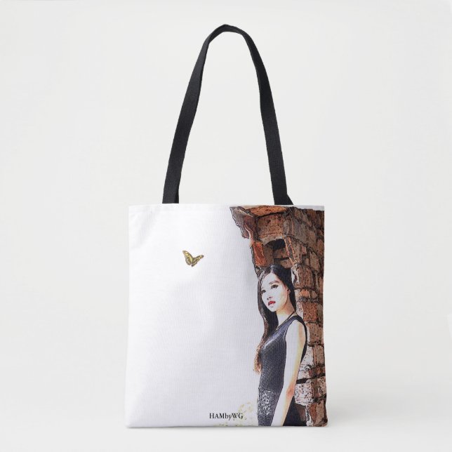 HAMbyWG - Bolsa Tote - Mujer con mariposa (Anverso)