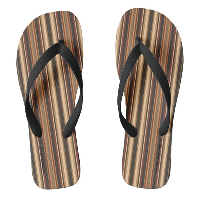 HAMbyWG - Chanclas para hombre BBrown beige rayas  (Plantilla)