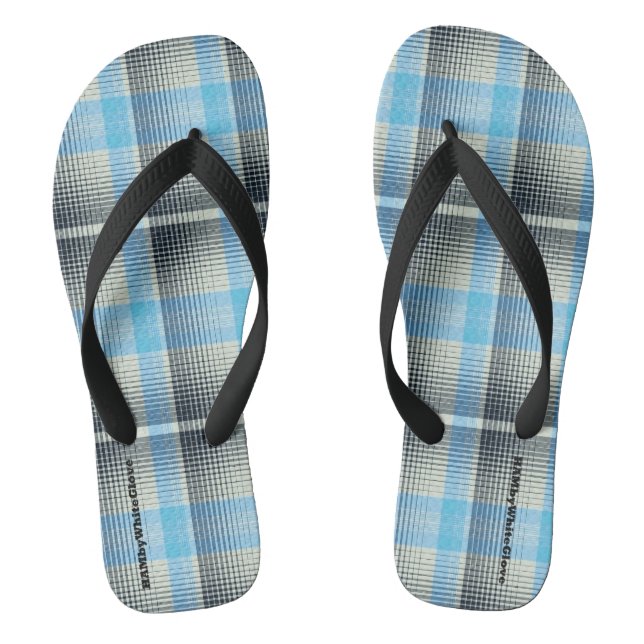 HAMbyWG - Chanclas para hombre Cuadro azul claro (Plantilla)