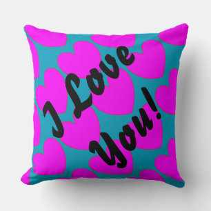 HAMbyWG - Cojín decorativo - Corazones rosados/acu