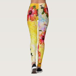 HAMbyWG Hawaiin Tema con Hibiscus Leggings