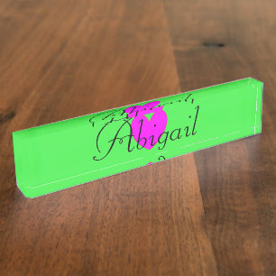 HAMbyWG - Placa de nombre - Corazón Verde Neón/Vio
