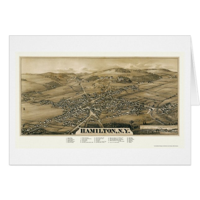 Hamilton, mapa panorámico de NY - 1885 (Anverso (Horizontal))