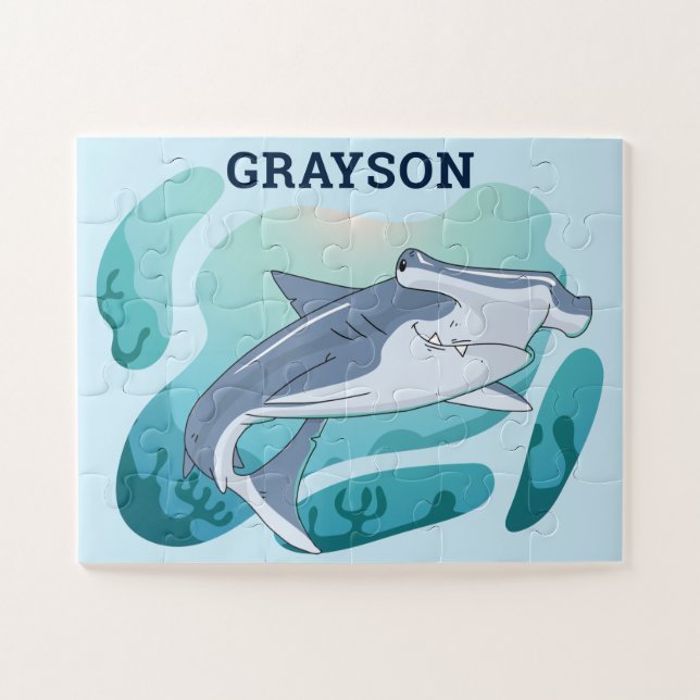 Hammerhead Shark Personalizado Niños Rompecabezas (Horizontal)