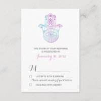 Hamsa Hand Purple and Blue Wedding RSVP