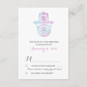 Hamsa Hand Purple and Blue Wedding RSVP