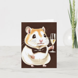 Hamster Adorable con Tarjeta de Champán
