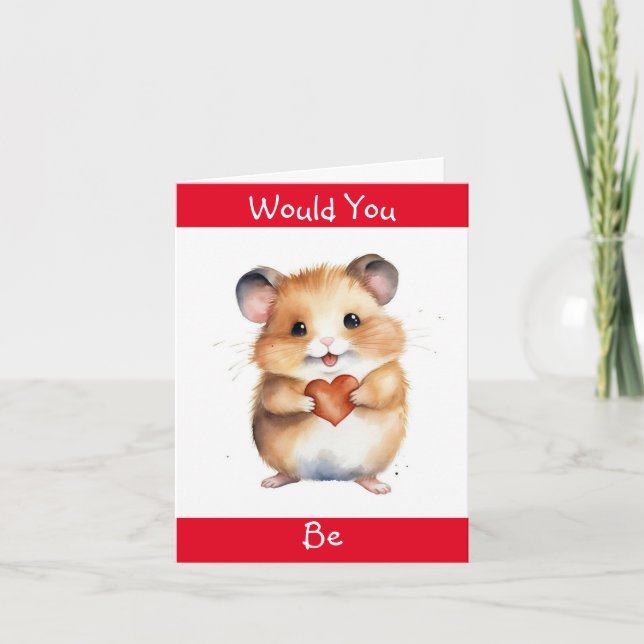 Hamster con tarjeta de corazón de San Valentín (Anverso)
