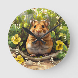 Hamster Dorado En El Reloj De La Pared De Campo De