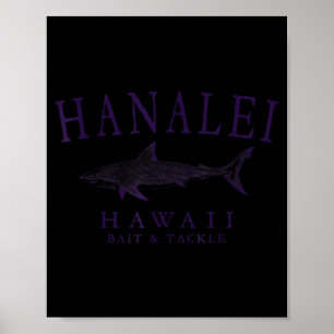 Hanalei hawaii tiburón vintage ciruela arte pesca