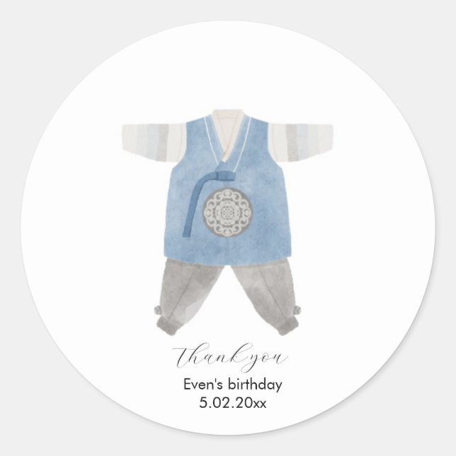 Hanbok coreano gracias pegatina (Anverso)