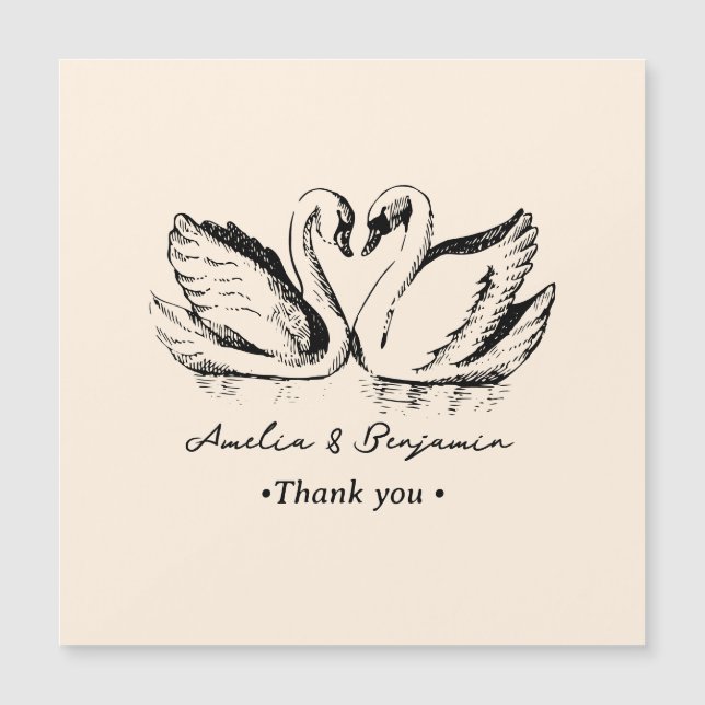 hand drawn Couple Swan Whimsical Wedding (Anverso)