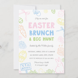 Hand Drawn Pastel Easter Brunch & Egg Hunt Invites