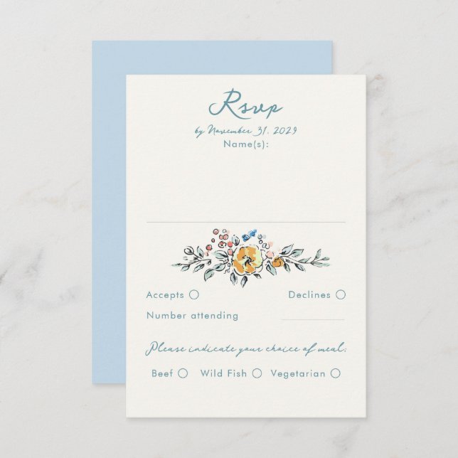 Hand Drawn Quirky Funky Wedding RSVP Card (Anverso / Reverso)