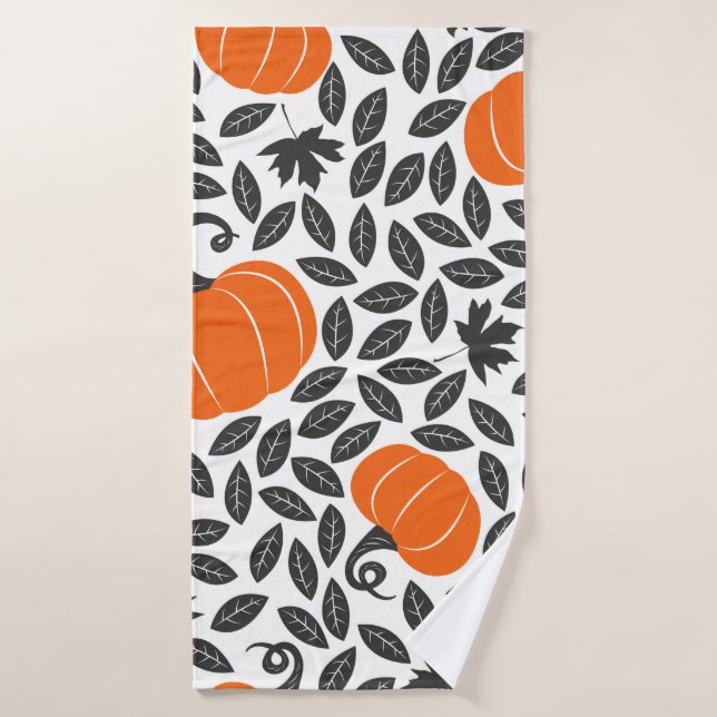 Hand drawn seamless pattern with pumpkins and leav (Toalla de baño)