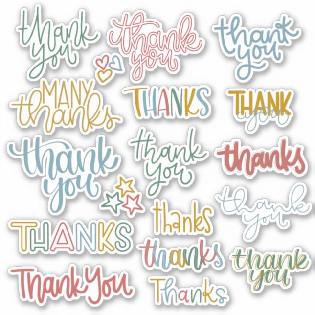 Hand Lettered Agradecimientos Pegatinas (Anverso)