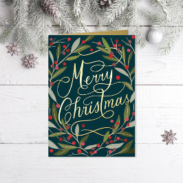Hand Lettered Merry Christmas California Holly