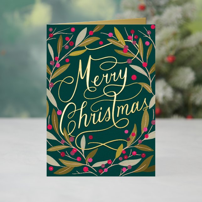 Hand Lettered Merry Christmas California Holly (Vacaciones in situ)