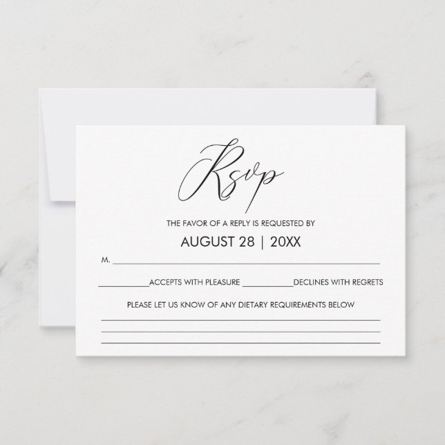 Hand Lettered Script Calligraphy Wedding RSVP (Anverso)