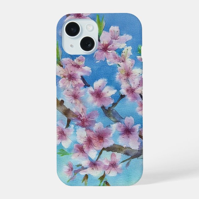 Hand Painted Trendy Watercolour Cherry Blossoms (Reverso )