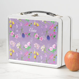Hand-painted watercolour flowers on a pastel lilac