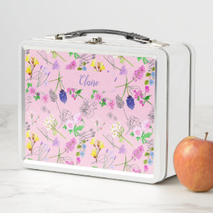 Hand-painted watercolour flowers on a pastel pink