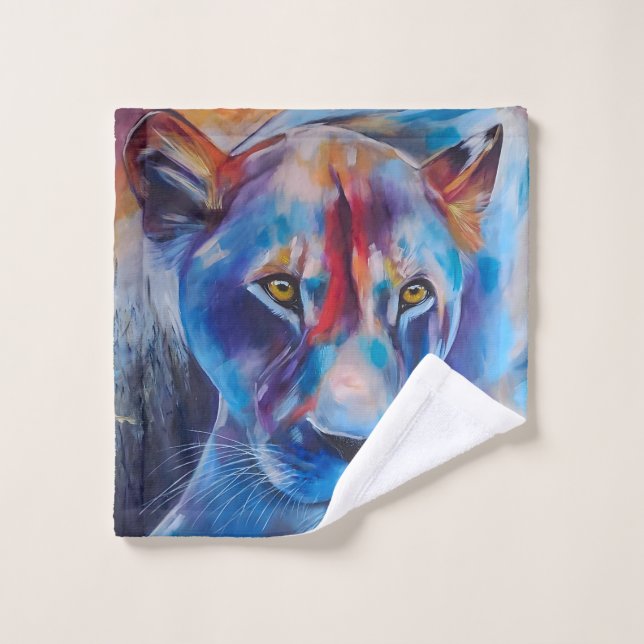 Hand Painted Wild Cat Portrait (Toallita)