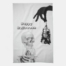 Hand Skeleton Halloween Kitchen Toallas