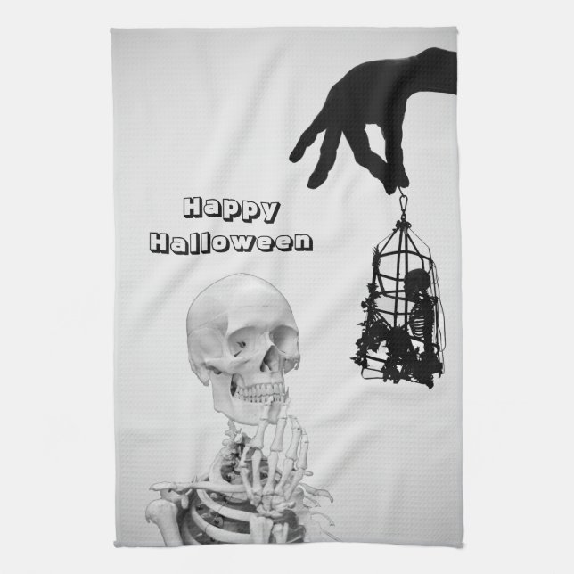 Hand Skeleton Halloween Kitchen Toallas (Vertical)