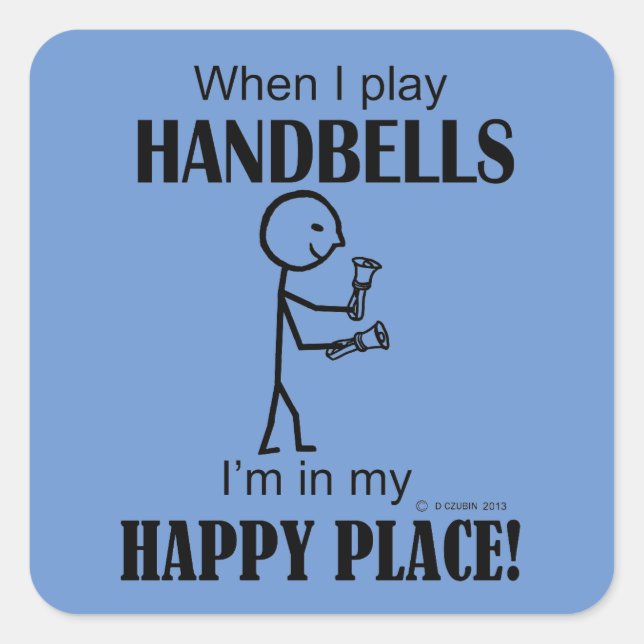 Handbells Happy Place Square Pegatina (Anverso)